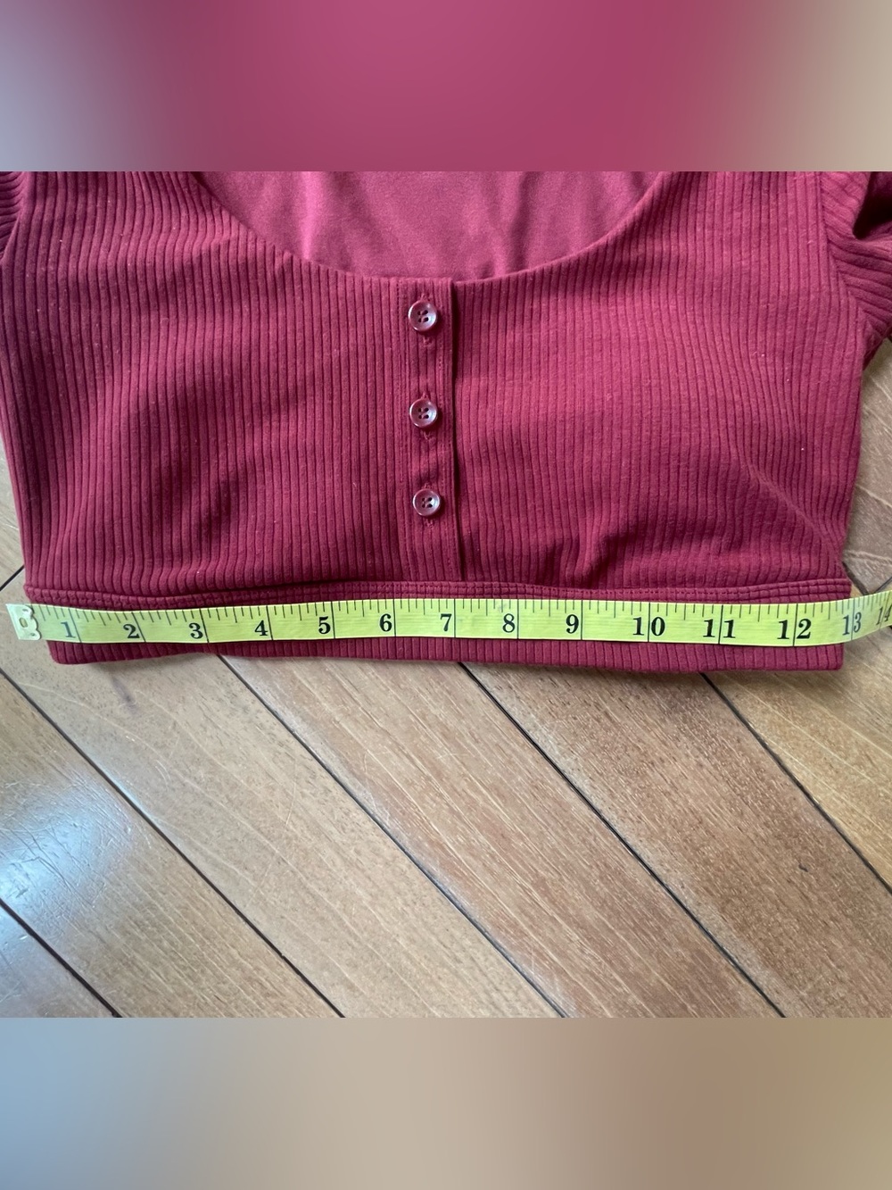 Alo Yoga Ribbed Button Front Cropped Athletic Top Bra Burgundy Wine Red Size S - Picture 7 of 10